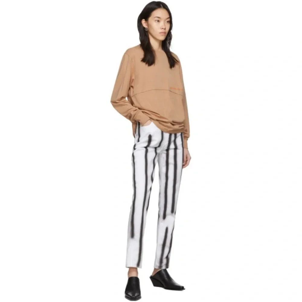 Eckhaus Latta EL Jean 25 White Black Airbrush Print Button Fly Cotton Made USA